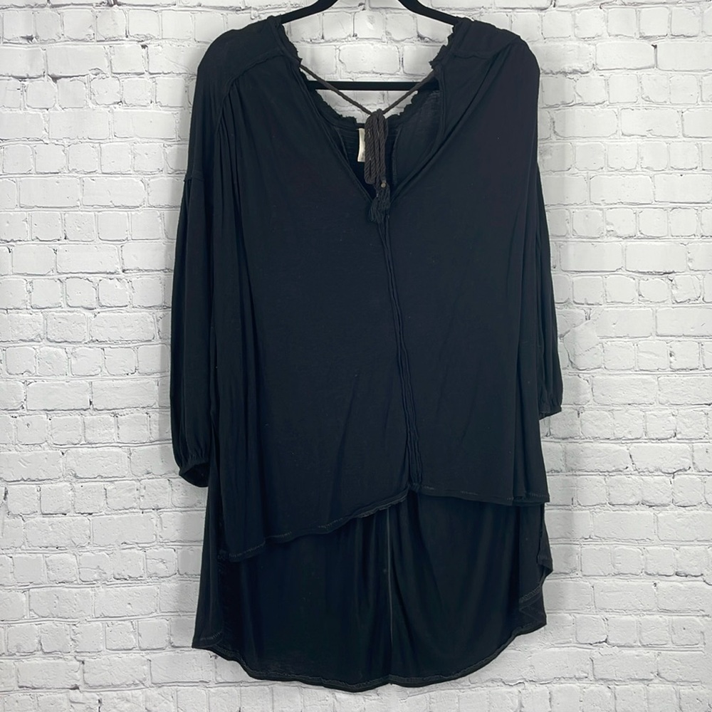 Oversized 20% Linen High Low Black Free People Medium Basic Capsule Wardrobe M
